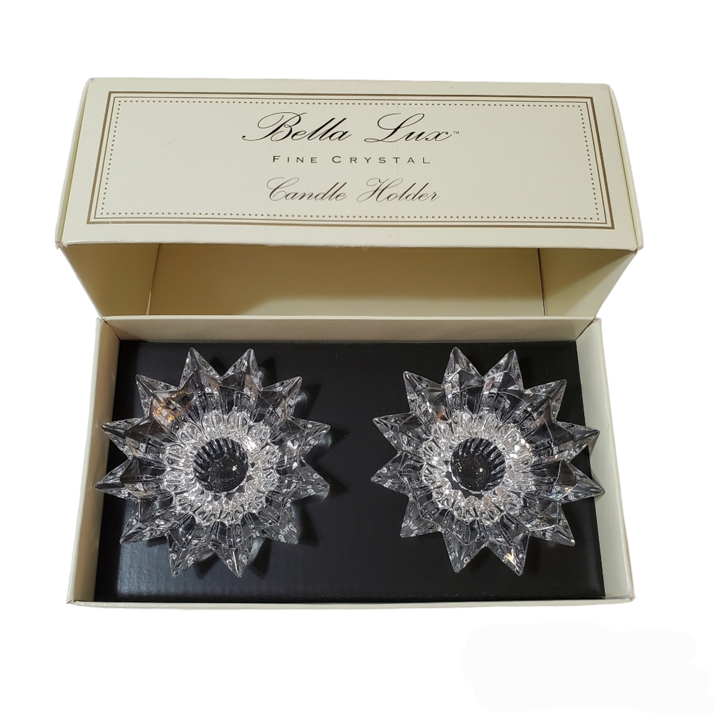 Bella Lux 24% Fine Lead Crystal Candle Stick Holders